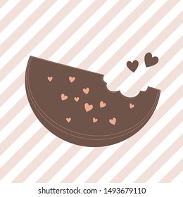 Vector illstration chocolate cake in the shape of watermelon.