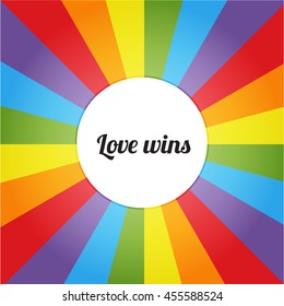 Vector an illstration with multi-colored strips in the form of a rainbow. Gay slogan, emblem of homosexuals. The Lettering for gays. A background for a banner, leaflets, for LGBT.