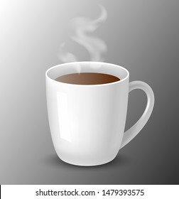 Vector illstration of realistic cup of hot coffee.