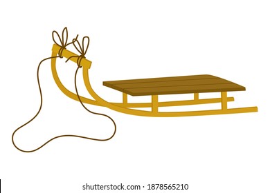 Vector ilustación de calzado de madera de invierno. Ilustración clásica de vehículos de transporte de madera para niños aislados en fondo blanco. Dibujo plano Ilustración dibujada por mano para web, icono, signo, clipart, logotipo, diseño