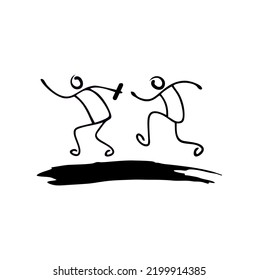 A vector illuatration of Stickman Estafet Run Sport sign