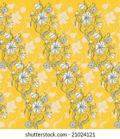 Vector Illuctration of floral pattern on the yellow background.
