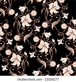 Vector Illuctration of floral pattern on the black background.