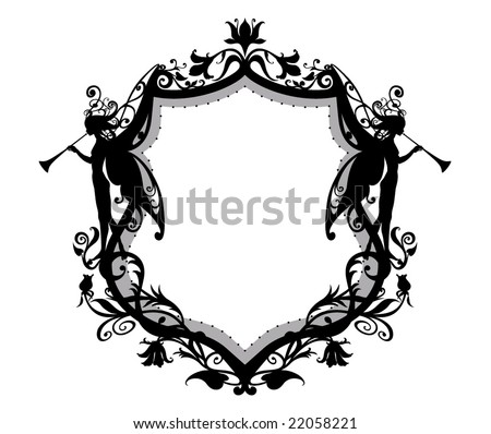 vector illuctration heraldic sheld floral decorative stock vector sheld