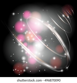 Vector Illuminated lines on a blue, violet, purple background. Vector abstract background. Magic light. Tracing lights effect. Star Dust. Shine sparkle stars. EPS 10.