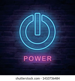 Vector illuminated neon light icon sign power