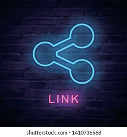 Vector illuminated neon light icon sign link connection