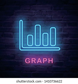 Vector illuminated neon light icon sign financial infographic chart