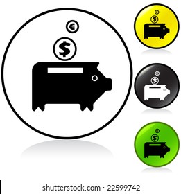 vector illuminated round sign - 4 color pack - piggy bank