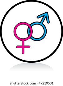 vector illuminated sign - WHITE version - male female symbol