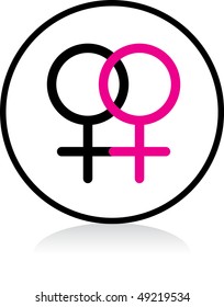 vector illuminated sign - WHITE version - gay female symbol
