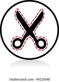 vector illuminated sign - WHITE version - scissor with cut lines