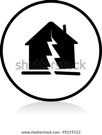 vector illuminated sign - WHITE version - earthquake symbol