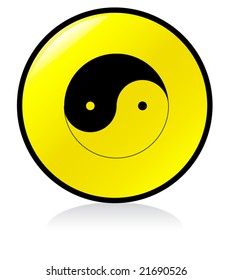 vector illuminated sign - YELLOW version - yin-yang tao symbol