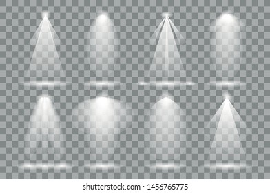 Vector illumination scene. Spotlight, transparent effect, lamp. Light effects.