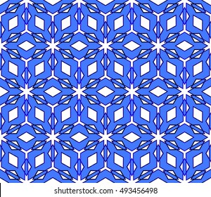 vector illusion cube. blue gradient seamless pattern