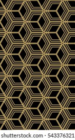 vector illusion cube. golden color seamless pattern. template for design wallpaper, banner, print