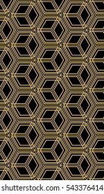 vector illusion cube. golden color seamless pattern. template for design wallpaper, banner, print