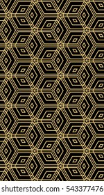vector illusion cube. golden color seamless pattern. template for design wallpaper, banner, print