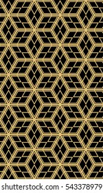 vector illusion cube. golden color seamless pattern. template for design wallpaper, banner, print