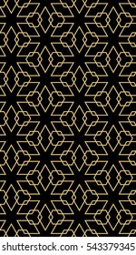 vector illusion cube. golden color seamless pattern. template for design wallpaper, banner, print
