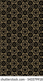 vector illusion cube. golden color seamless pattern. template for design wallpaper, banner, print
