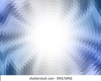 Vector illusion of radial blur effect. Abstract optical illusion. Abstract background with mosaic tiles.   Illusion of gradient effect. Decorative pixel art with distortion.