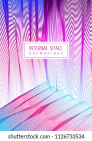 Vector illusive surreal art background for design like a hallucination drug trip surrealism, linear 3d trend. Fantastic psychedelic trendy modern op art, optical dimensional illusion.