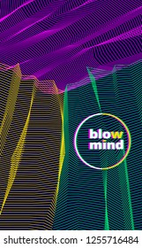 Vector illusive surreal art background for design like a hallucination drug trip surrealism, linear 3d trend. Fantastic psychedelic trendy modern op art, optical dimensional illusion.