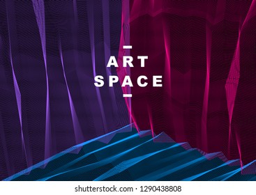 Vector illusive surreal art background for design like a hallucination drug trip surrealism, linear 3d trend. Fantastic psychedelic trendy modern op art, optical dimensional illusion.