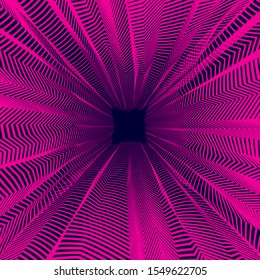 Vector illusive surreal art background for design like a hallucination drug trip surrealism, linear 3d trend. Fantastic psychedelic trendy modern op art, optical dimensional illusion.