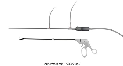 Vector illusration of the Laparoscope Specialty Laparoscopic Slide.Instruments and devices used in laparoscopic surgery