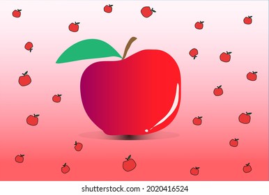Vector illusration Red apple pattern on red and pink background
