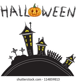 Vector illusrtation of a postcard celebrating Helloween