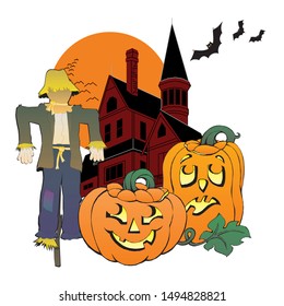 Vector illusrtation of a postcard celebrating Helloween
