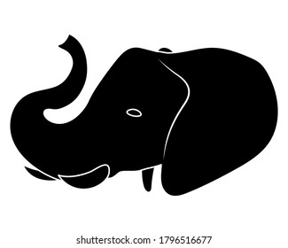 Vector illustaration of Elephant silhouette isolated on white background.