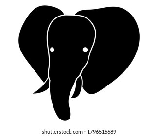 Vector illustaration of Elephant silhouette isolated on white background.