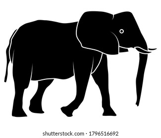 Vector illustaration of Elephant silhouette isolated on white background.