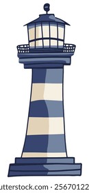 Vector illustaration of lighthouses at the seashore