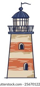 Vector illustaration of lighthouses at the seashore