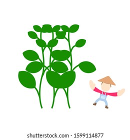 Vector Illustarion a farmer is happy with his crop. Cartoon character Farmer. Modern, Simple, Funny.