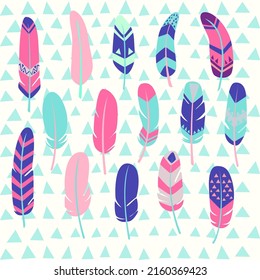 vector illustartion american native feather for seamless pattern background in cute cartoon style
