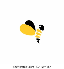 Vector illustartion of bee logo and design template or badge. 
Organic and eco honey label