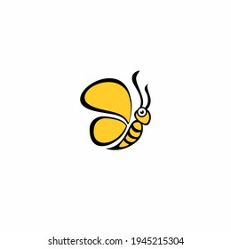 Vector illustartion of bee logo and design template or badge. 
Organic and eco honey label