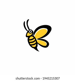 Vector illustartion of bee logo and design template or badge. 
Organic and eco honey label