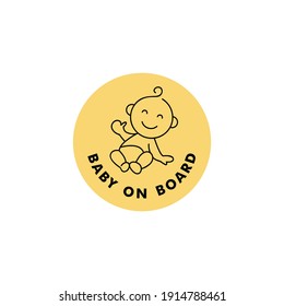 Vector illustartion for car sign baby on board on yellow background