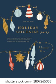 Vector illustartion design for Christmas greetings card or party invitation. Typography and icons for Xmas background