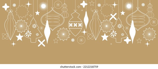 Vector illustartion design for Christmas greetings card. Banner with simple geometric icons for Xmas background