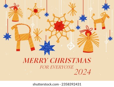 Vector illustartion design for Christmas greetings card. Typography and icons for Xmas background