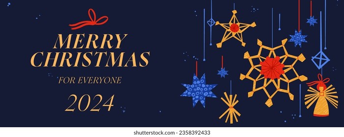 Vector illustartion design for Christmas greetings card. Typography and icons for banner